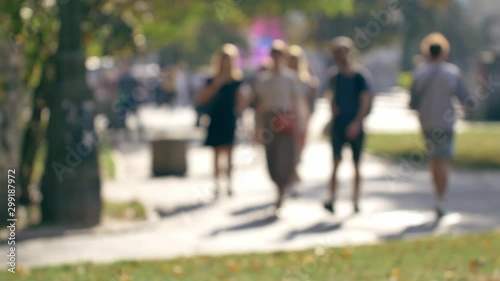 Wallpaper Mural Unrecognizable people walking in the the park in european city. Unrecognizable people on the sidewalk in Warsaw. Torontodigital.ca