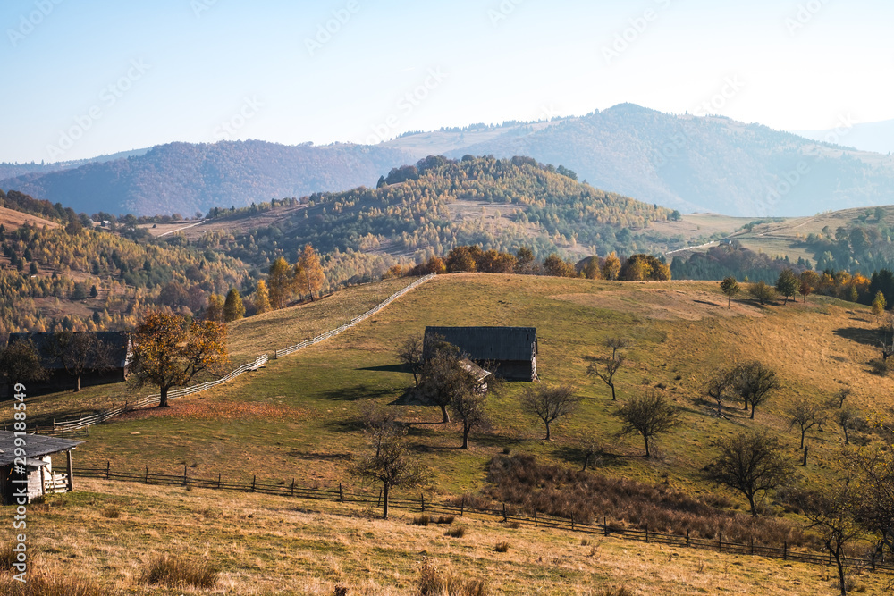 hills in the fall season, Fantanele village, Sibiu county, Romania