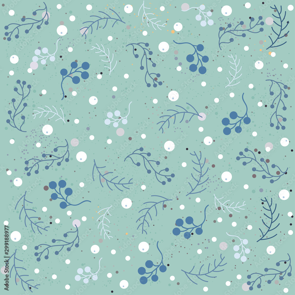 Hand Drawn Seamless Pattern with plants and berries. Artistic Creative Design. Hand Drawn Seamless Pattern with plants and berries. Artistic Creative Design.