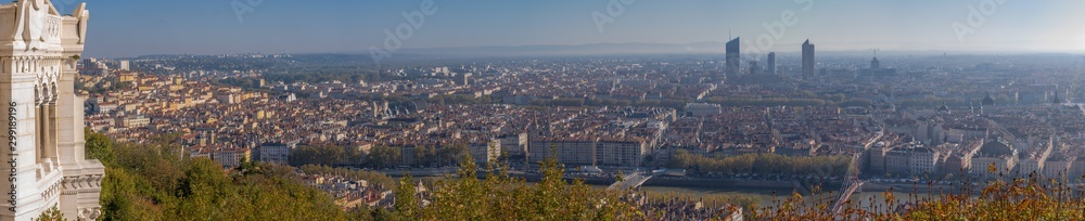 Lyon, France - 10 26 2019: Panoramic view from Basilica of Our Lady of Fourviere