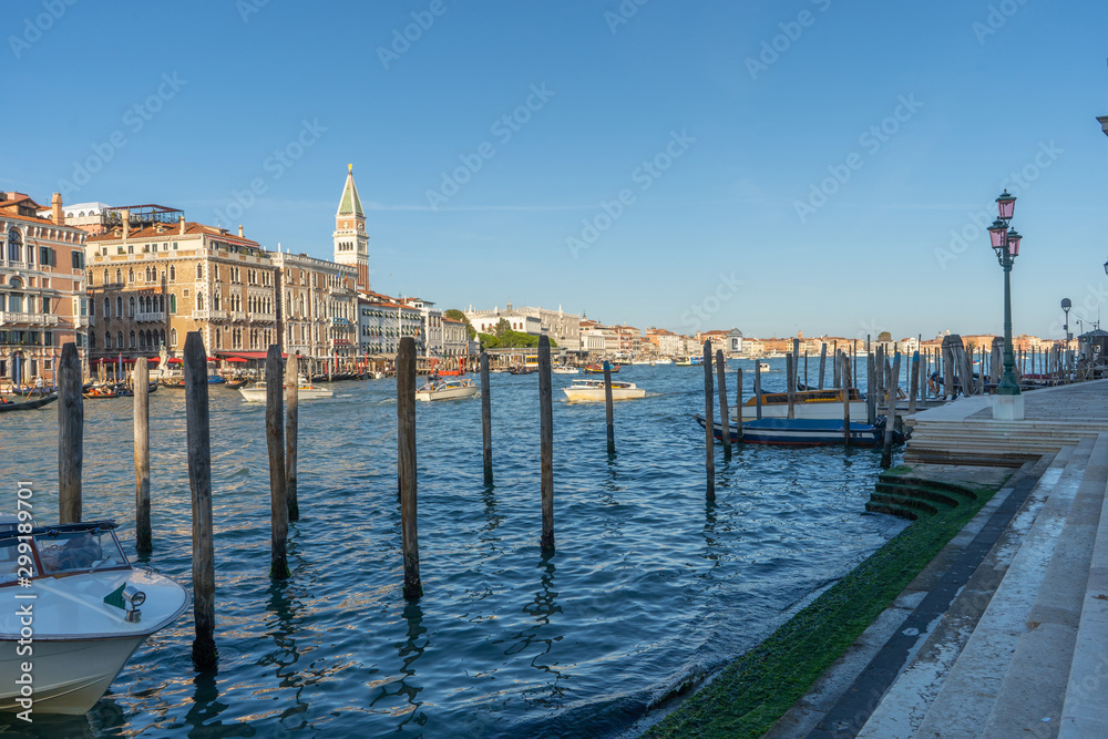 Naklejka premium Old buildings in Venice. Canal view with bridge. Travel photo. Italy. Europe.