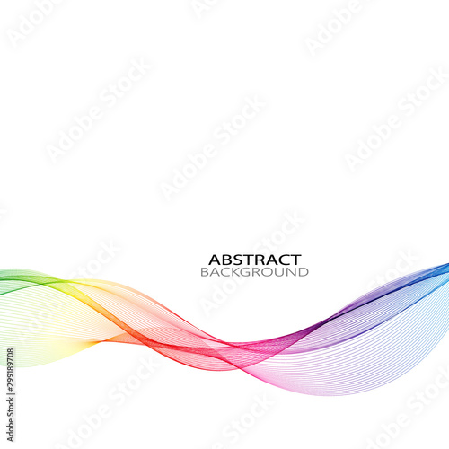  Abstract elegant horizontal color wave on a white background. Design element