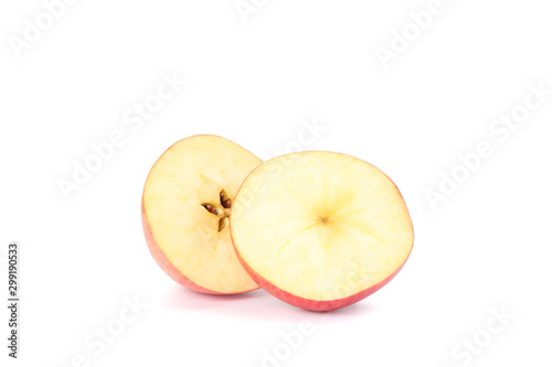 Slices of apple isolated on white background