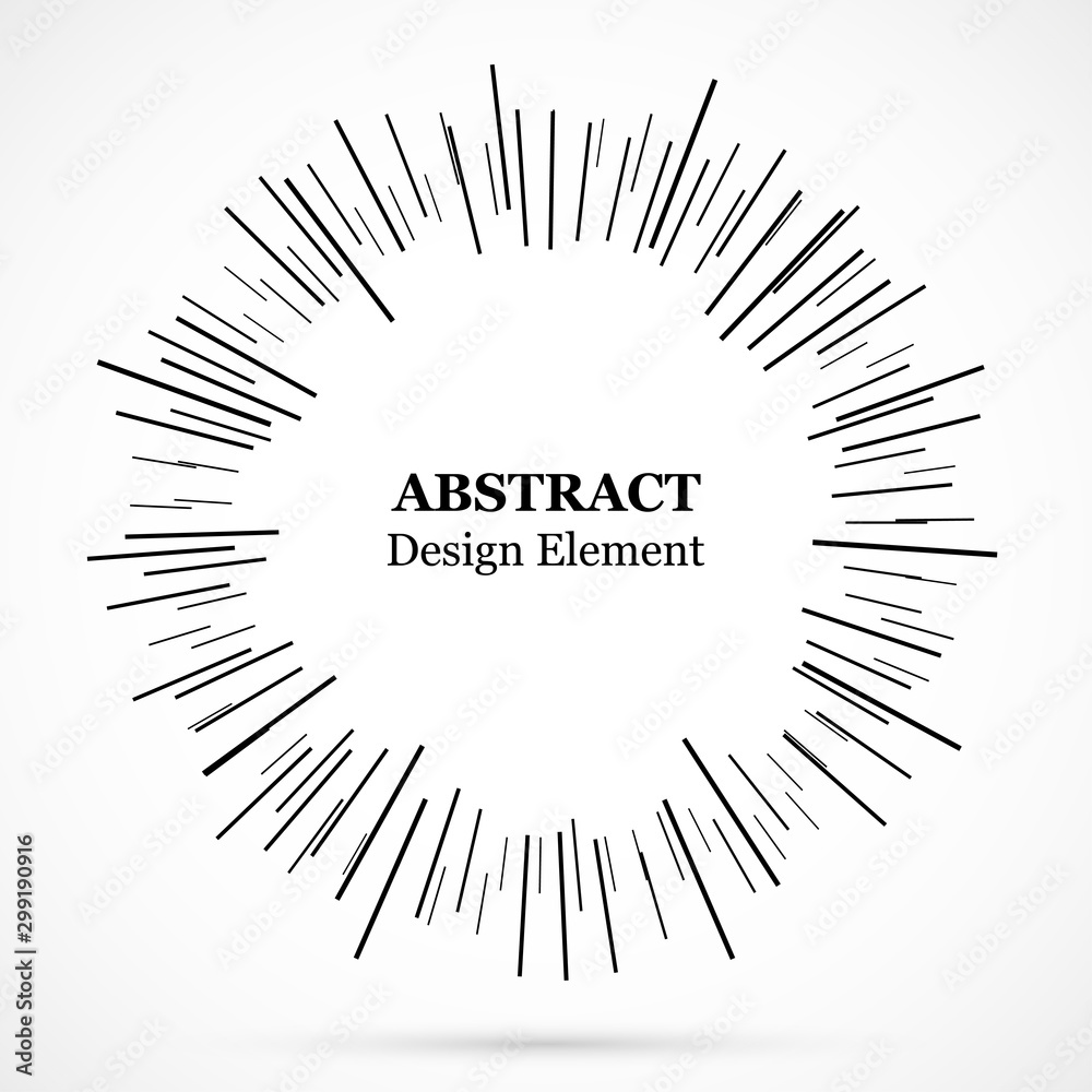 Bursting lines.Set of circular rays.Assymetric radial elements.Linear drawing.Vector illustration pattern.Monochrome explosion background. Bursting lines.Set of circular rays.Assymetric radial elements.Linear drawing.Vector illustration pattern.Monochrome explosion background.