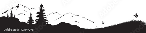 SILHOUETTE DE PAYSAGE DE MONTAGNE