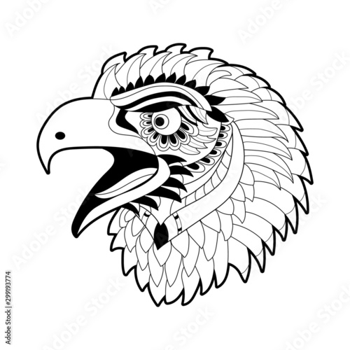 Vector illustration of a bird head for coloring book