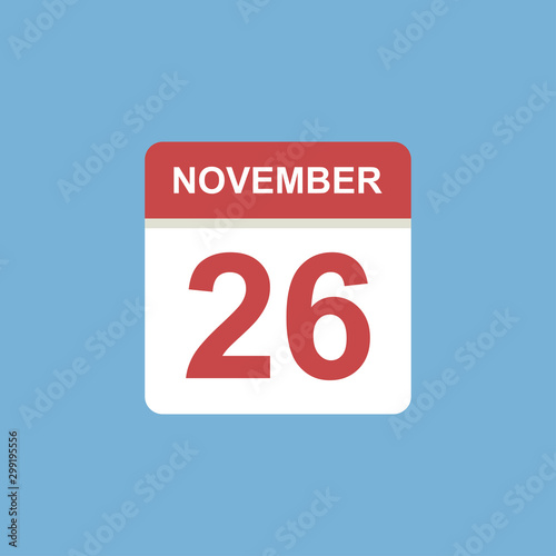 calendar - November 26 icon illustration isolated vector sign symbol