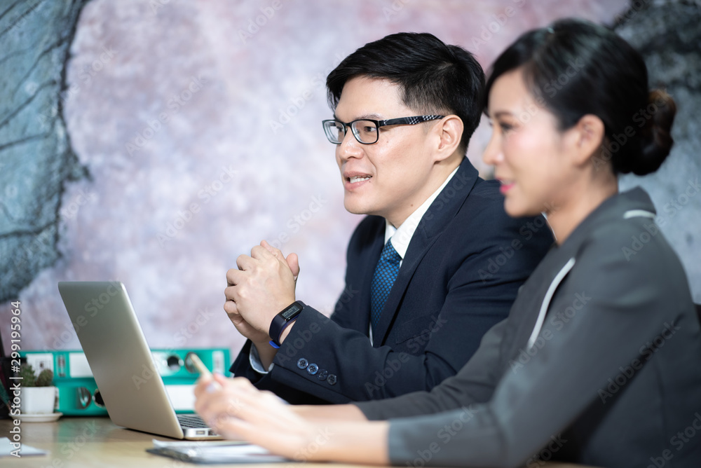 Successful job interview with boss and employee Successful job interview with boss and employee