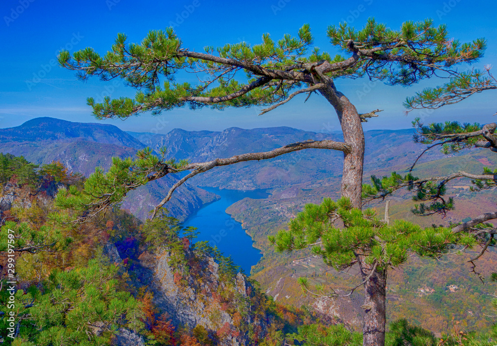 View on river and mountains from viewpoint