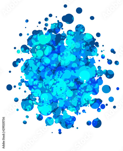 Blue bubble shapes. Futuristic illustration. Modern color abstract background for graphic design.