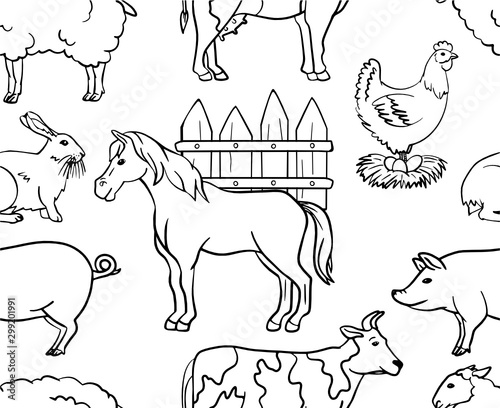 Farm animals pattern (ID: 299201991)
