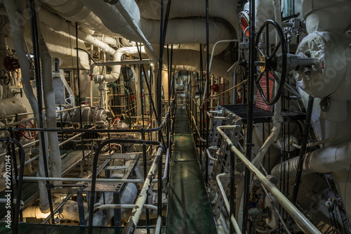 Machine room of a historic ship.