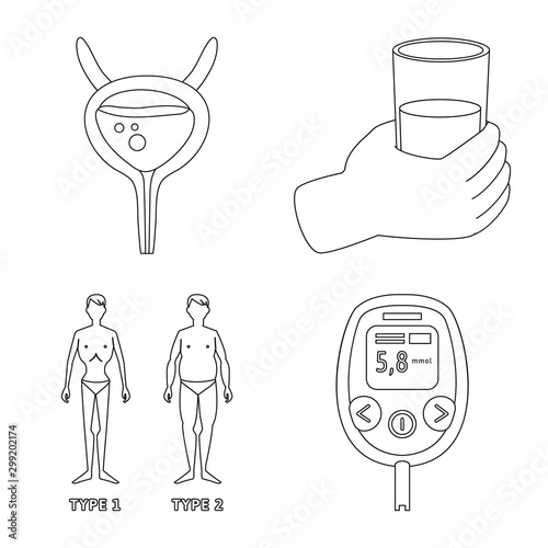 Vector illustration of mellitus and diabetes logo. Set of mellitus and diet stock vector illustration.