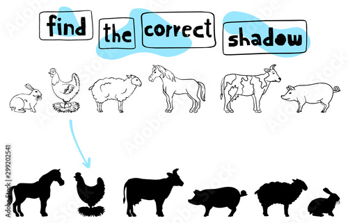 Find the correct shadow - farm animals (ID: 299202541)