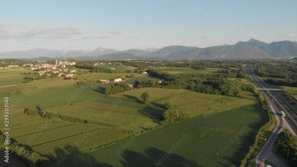 panorama of the Alps and motorway