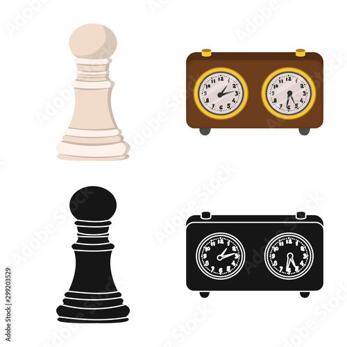Vector illustration of checkmate and thin sign. Set of checkmate and target vector icon for stock.