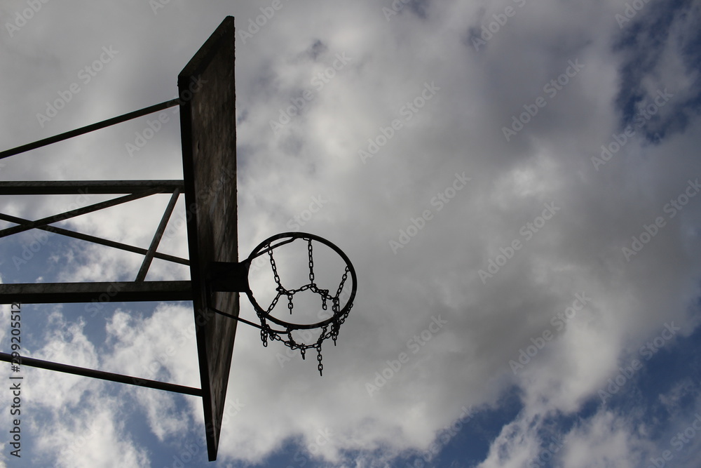 Old basketball chain basket bottom side view Old basketball chain basket bottom side view