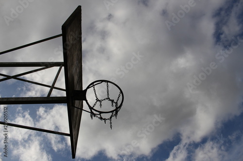 Old basketball chain basket bottom side view