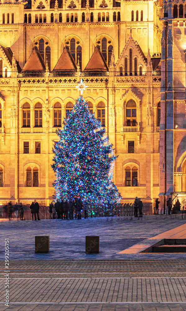 Nice Christmas tree in front of the Hungarian Parliament, Kossuth Square