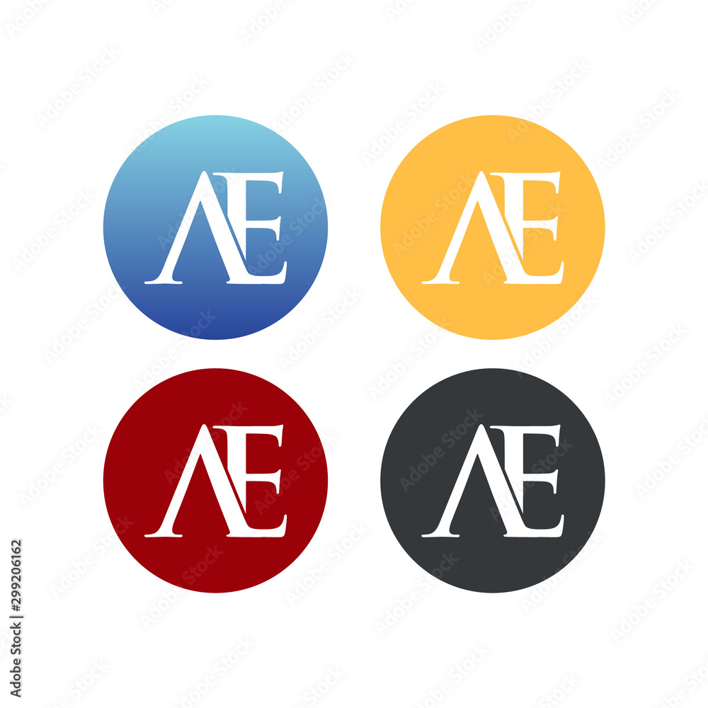 letter A and E in circle logo SET vector letter A and E in circle logo SET vector