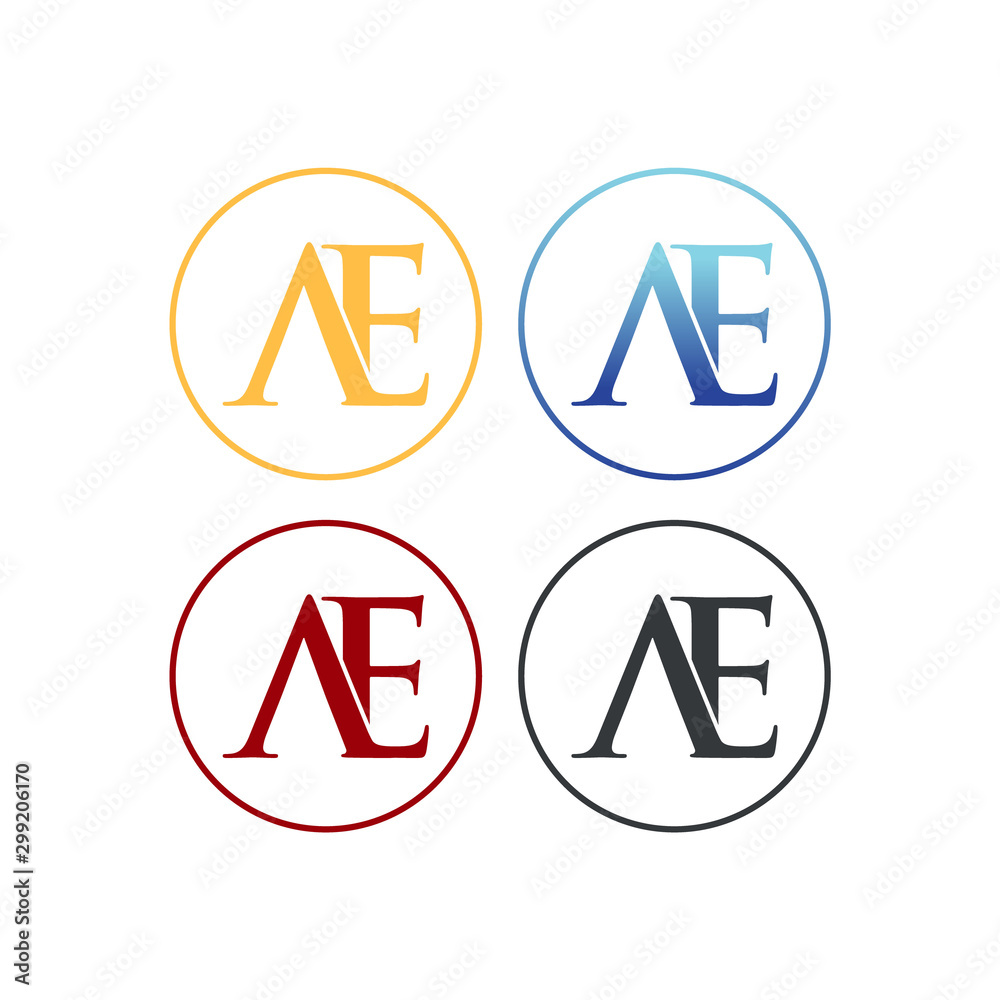 letter A and E in circle logo SET vector letter A and E in circle logo SET vector