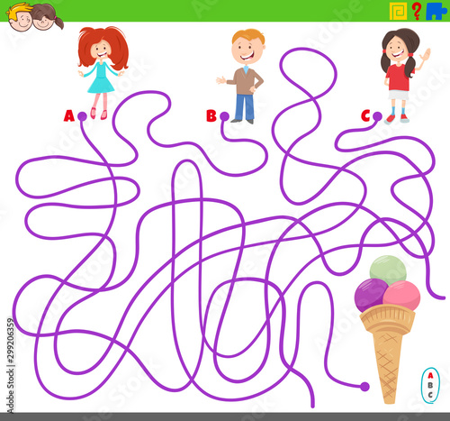 maze game with children and ice cream