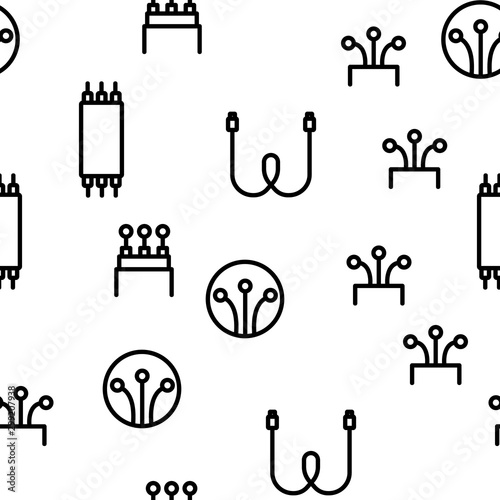 Optical Fiber Vector Seamless Pattern Thin Line Illustration