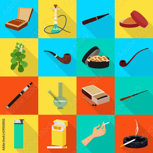 Vector design of smoke and statistics sign. Set of smoke and stop stock symbol for web.