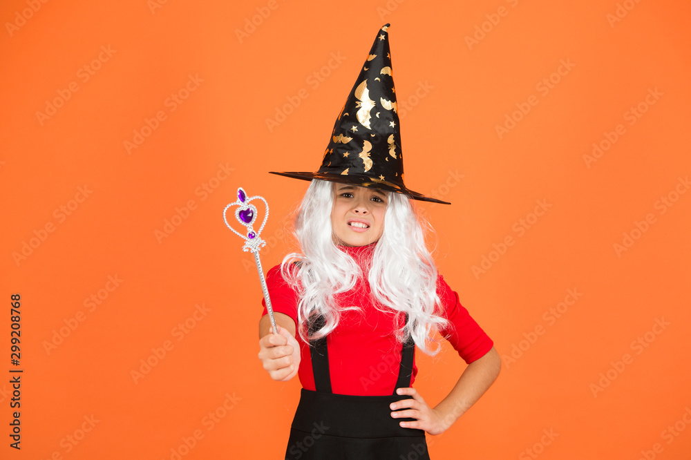 Simply happy. kid enchantress wave magic wand. happy halloween. believe in magic. smiling girl halloween party. mystery witch do magic. small child witch hat. trick or treat. supernatural charmer Simply happy. kid enchantress wave magic wand. happy halloween. believe in magic. smiling girl halloween party. mystery witch do magic. small child witch hat. trick or treat. supernatural charmer