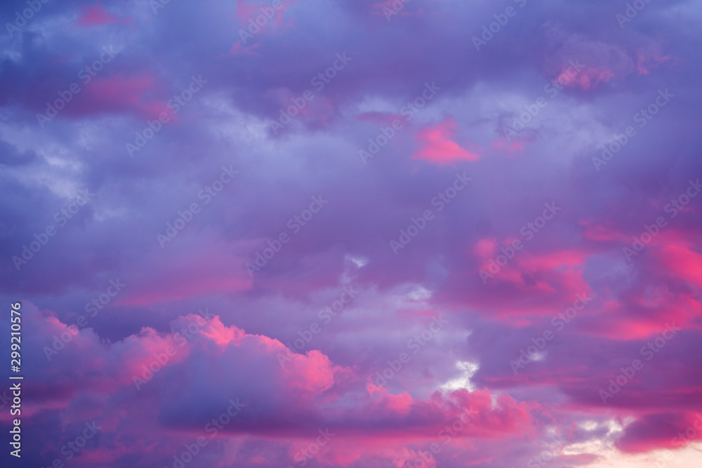 Dramatic pink red sunset, cloudwabe formed by high pression, with beautiful tone color red,pink violet, over the sea, magnificent, nature, sunset concept, add your text
