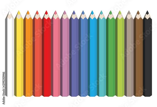 Colorful spectrum of pencils. Sharpened crayons set. Vector illustration