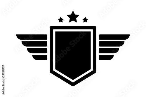 Eagle wings army vector badges. Aviation wing labels. Winged pilot emblems. Label and insignia military illustration