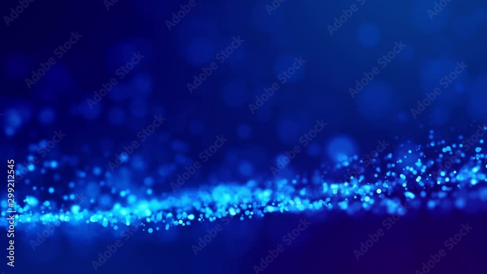 glitter blue magic particles fly and glow in viscous liquid with amazing bokeh for fantastic background in 4k. Close-up shot with luma matte as alpha channel to cut out particles. 3d render