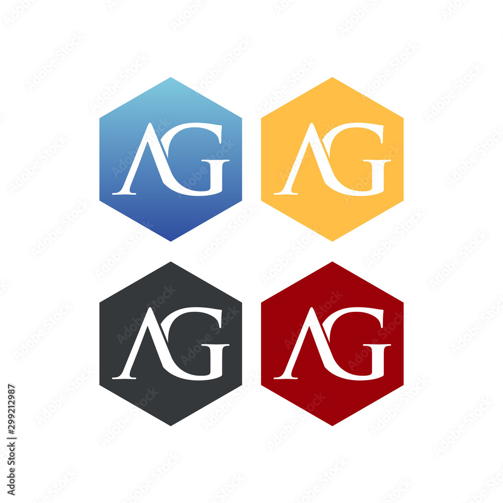 letter A and G in polygon logo SET vector