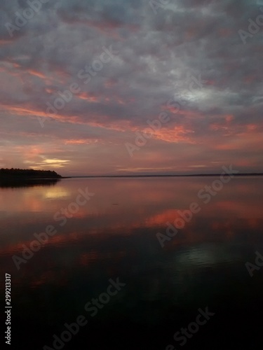 Cloudy sky reflected in the water. Abstract background for social media, stories wallpapers. © Ali