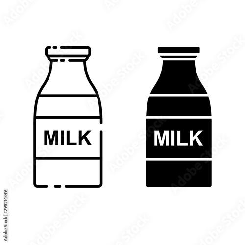 Milk bottle vector illustration with black and white design. Milk icon, milk symbol 