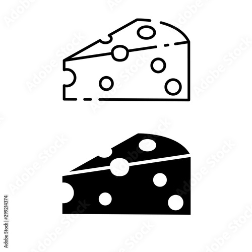 Cheese vector illustration with black and white color. Cheese icon, cheese symbol 