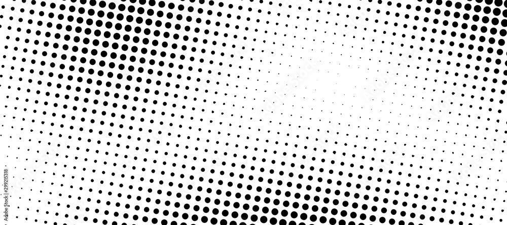 Abstract Halftone Gradient Background. Monochrome points abstract illustration with dots. Printing raster. Black and white texture of dots. Vector dotted illustration
