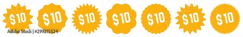 10 Price Tag Orange | 10 Dollar | Special Offer Icon | Sale Sticker | Deal Label | Variations