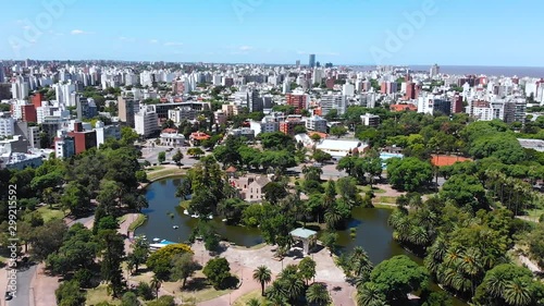 Park Jose Enrique Rodo, Lake (Montevideo, Uruguay) aerial view, drone footage photo