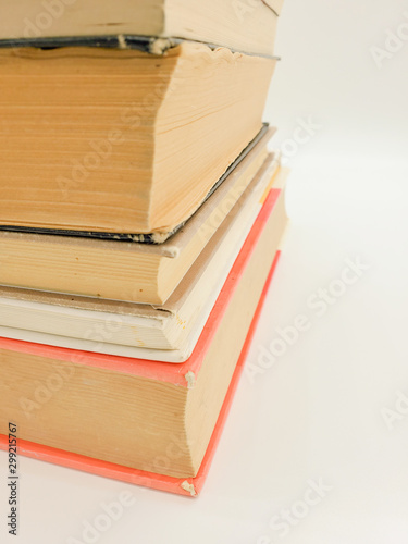 Old Books stacked on background. Education background  back to school concept