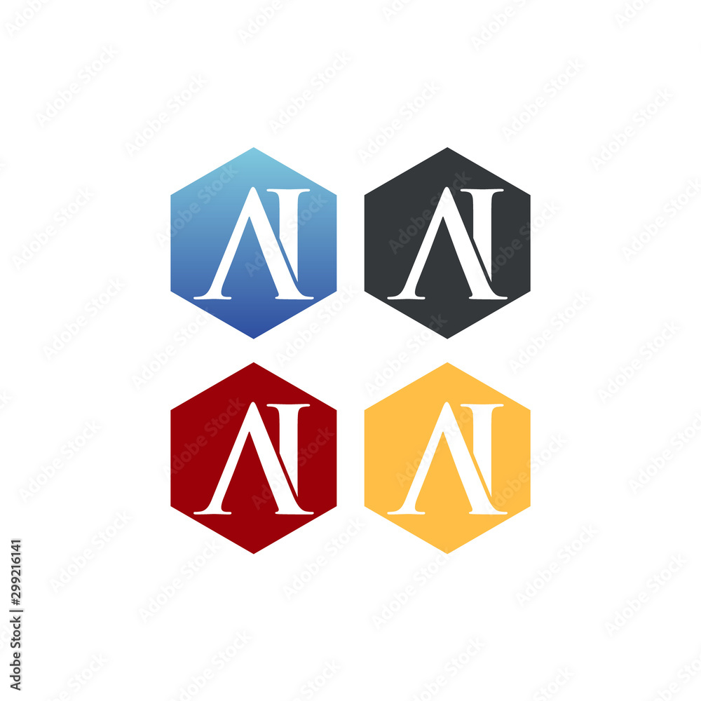 letter A and I in polygon logo SET vector