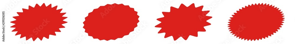 Fototapeta Etykietka z ceną owalna czerwona | Ikona oferty specjalnej | Naklejka z logo | Etykieta transakcji | Wariacje