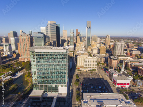 Canvas Print Houston modern city aerial view in downtown Houston, Texas, TX, USA