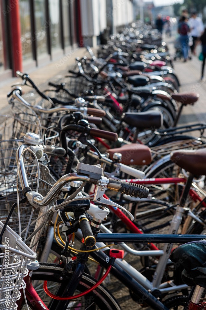 a lot of bicycle at the trainstation in Dazaifu a lot of bicycle at the trainstation in Dazaifu