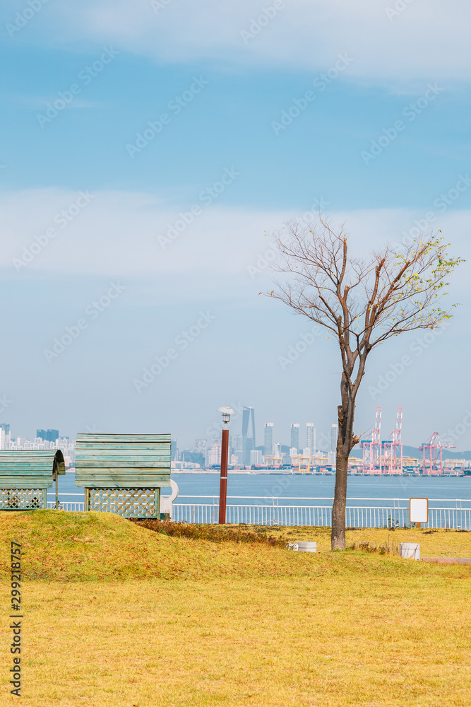 Fototapeta premium Sihwa Narae Tidal Power Park & Service area, Seaside park in Ansan, Korea