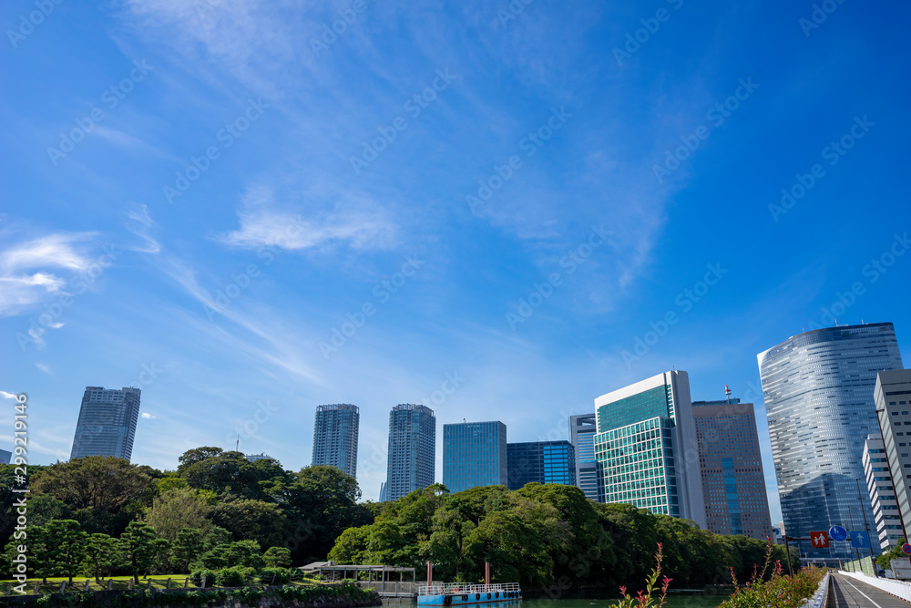 Fototapeta premium 東京汐留の高層ビル群の風景