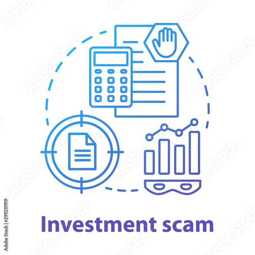 Investment scam concept icon. Illegal business. Financial analytics of shadow economy. Corruption scheme idea thin line illustration. Vector isolated outline drawing