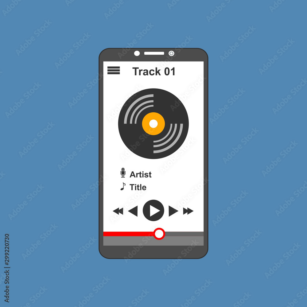 modern minimalistic media player user interface with panel control in modern flat design - Vector modern minimalistic media player user interface with panel control in modern flat design - Vector