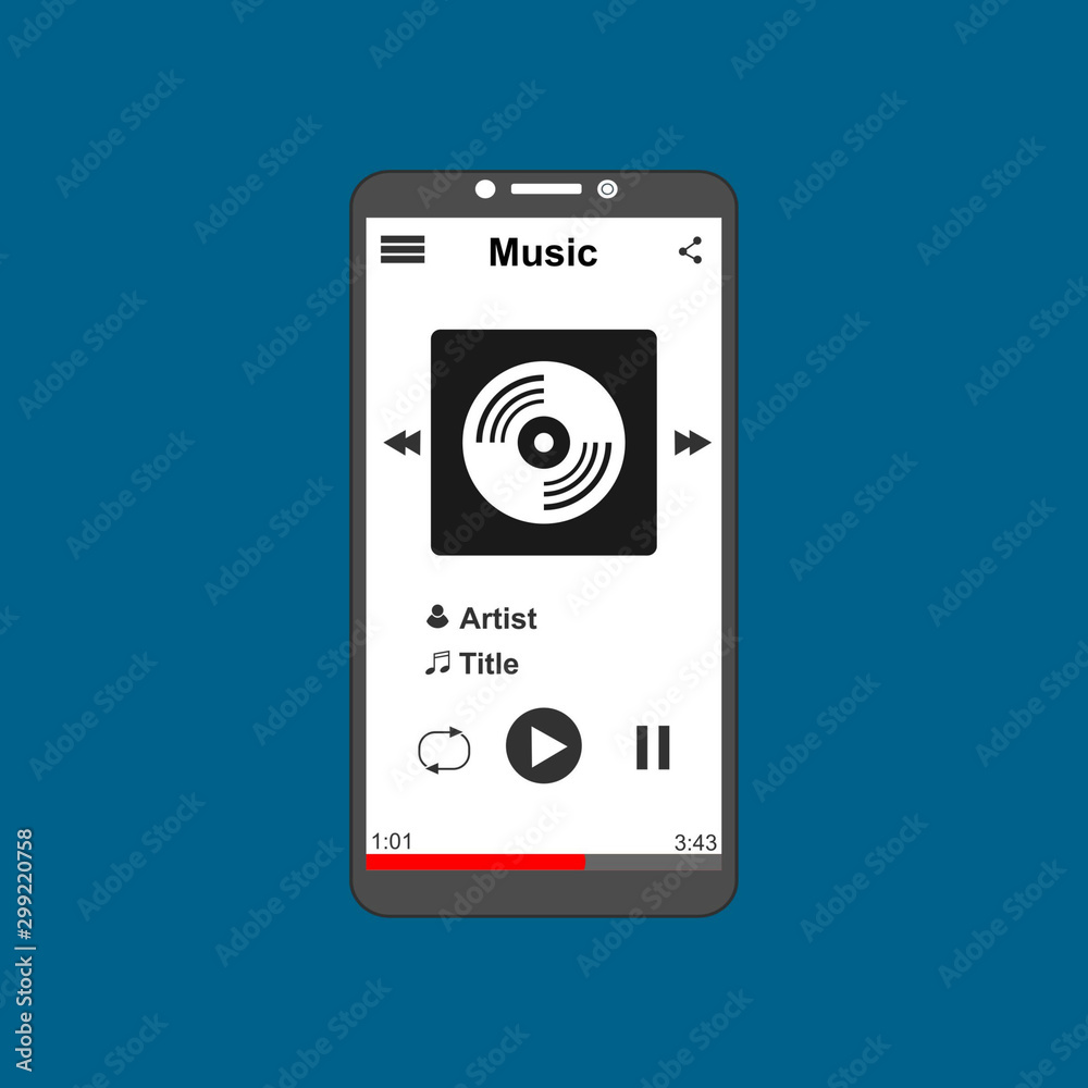 modern minimalistic media player user interface with panel control in modern flat design - Vector modern minimalistic media player user interface with panel control in modern flat design - Vector